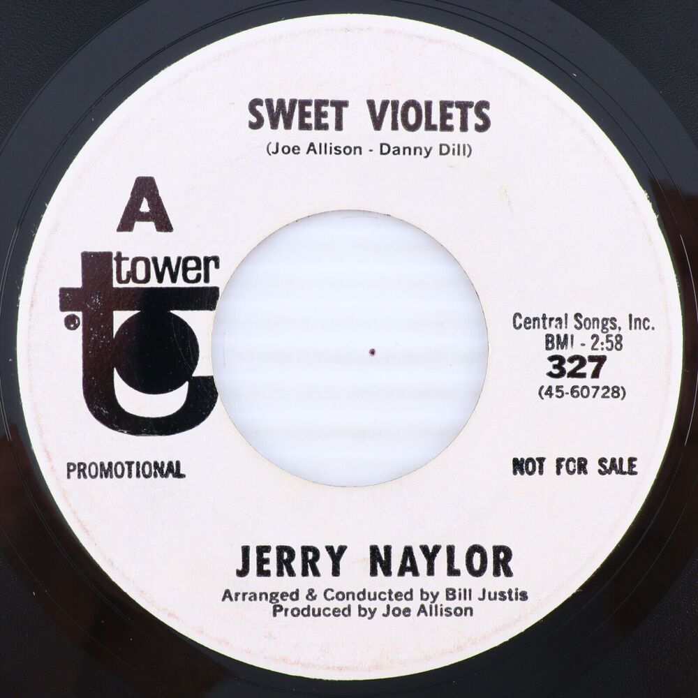 Jerry Naylor – Sweet Violets / Temptation Leads Me - 1967 45rpm Record 327 PROMO